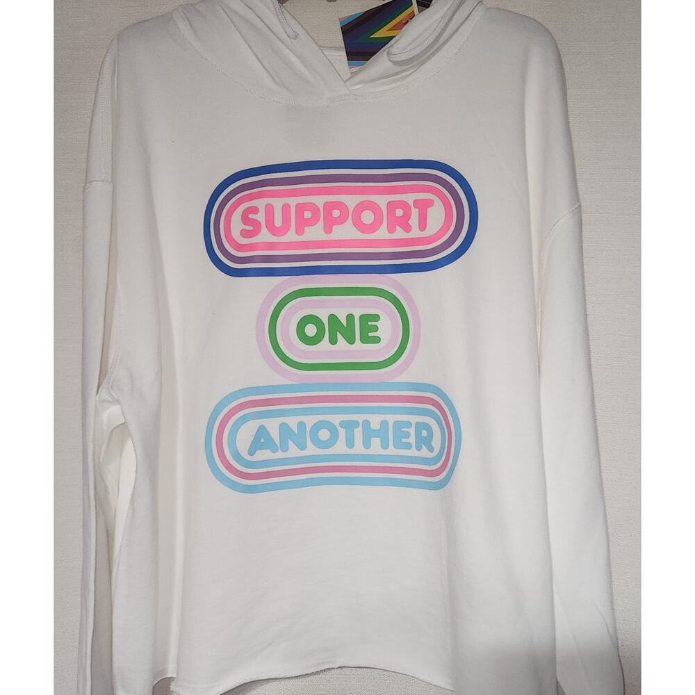 Pride Adult 'Support One Another' Cropped Hooded Sweatshirt women's 1X